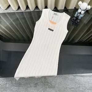 Miu Miu Ivory Ribbed Mini Dress